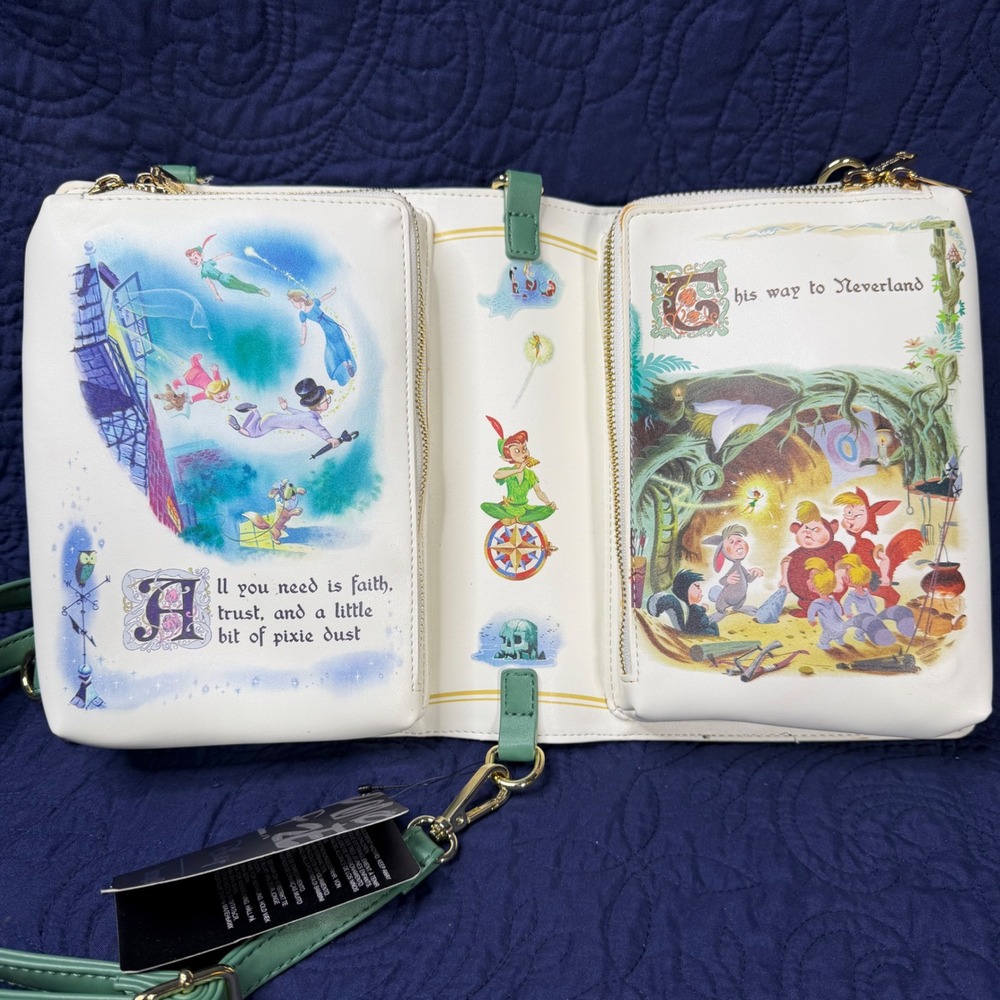 Loungefly Disney Peter Pan Storybook Series Convertible Crossbody Backpack Read - Picture 8 of 10
